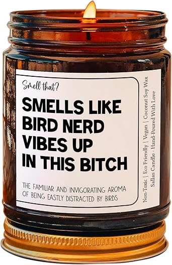 Funny Bird Nerd Candle, Funny Birdwatching Gift, Gift for Bird Lover, Birding Gift, Gift for Birder, Gift for Her,Easily Distracted by Birds, 4Oz 9Oz Amber Candle 9 Fragrances