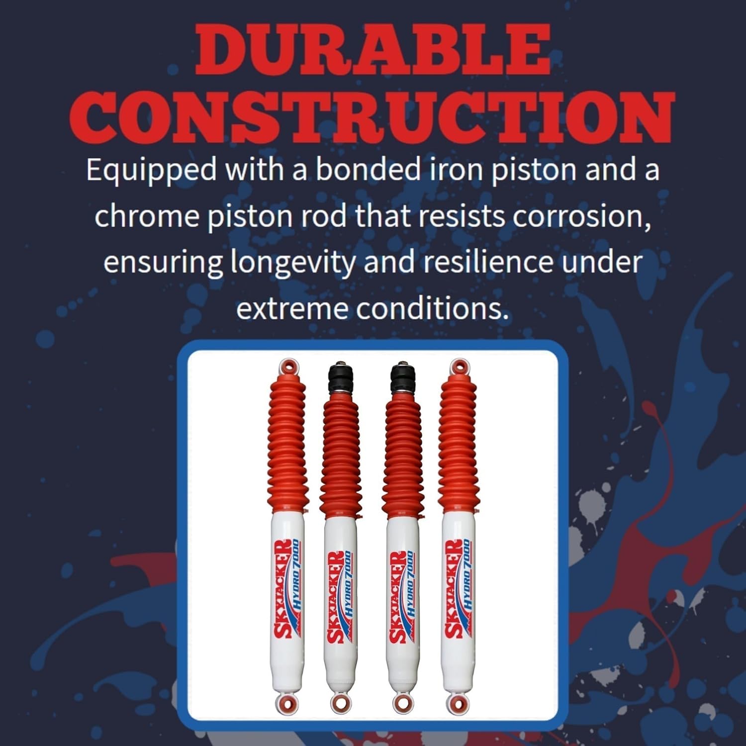 Skyjacker Set of Hydro 7000 Series Front & Rear Hydraulic Action Shocks fits 2005-2016 F250 F350 Super Duty 4WD with 0-3” Lift | Durable Construction | Velocity-Sensitive Valving