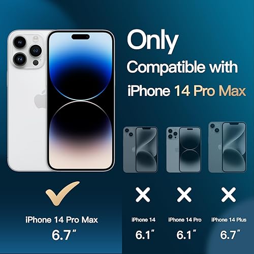 Miniatura 2 de JETech Funda 3 en 1 para iPhone 14 Pro Max de 6.7 pulgadas con 2 protectores de pantalla de vidrio templado, no se pone amarillenta, a prueba de