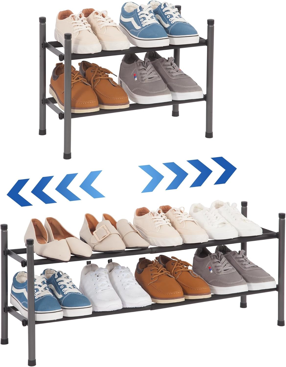 Shoe rack organizer for small spaces expandable and stackable