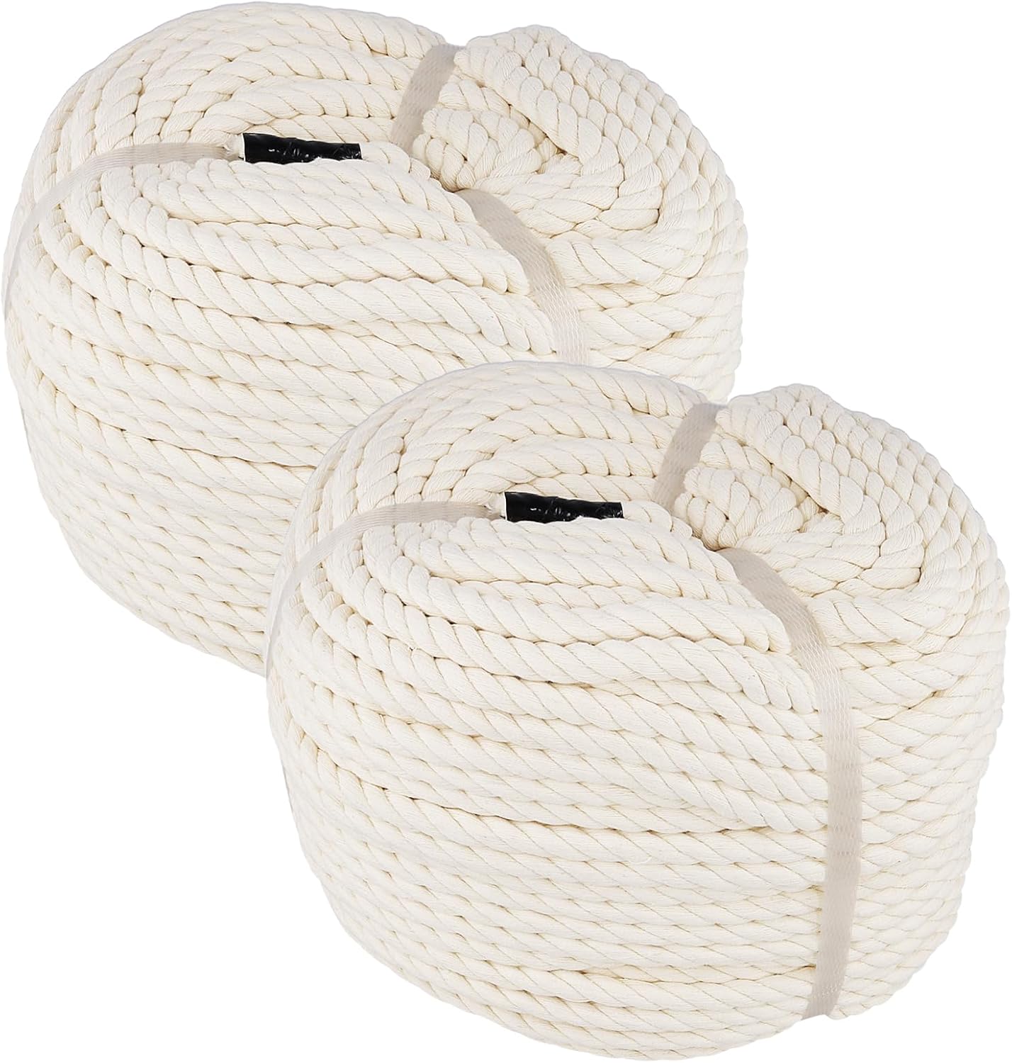 LEXININ Cotton Rope, 3/8 Inch x 196 Feet, 10mm Thick 3-Strand Twisted, White, 2-Pack
