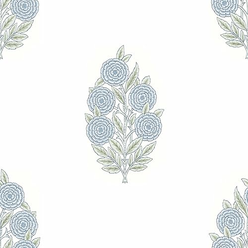 RoomMates Tamara Day RMK12517RL Blue Dutch Floral Peel and Stick Wallpaper