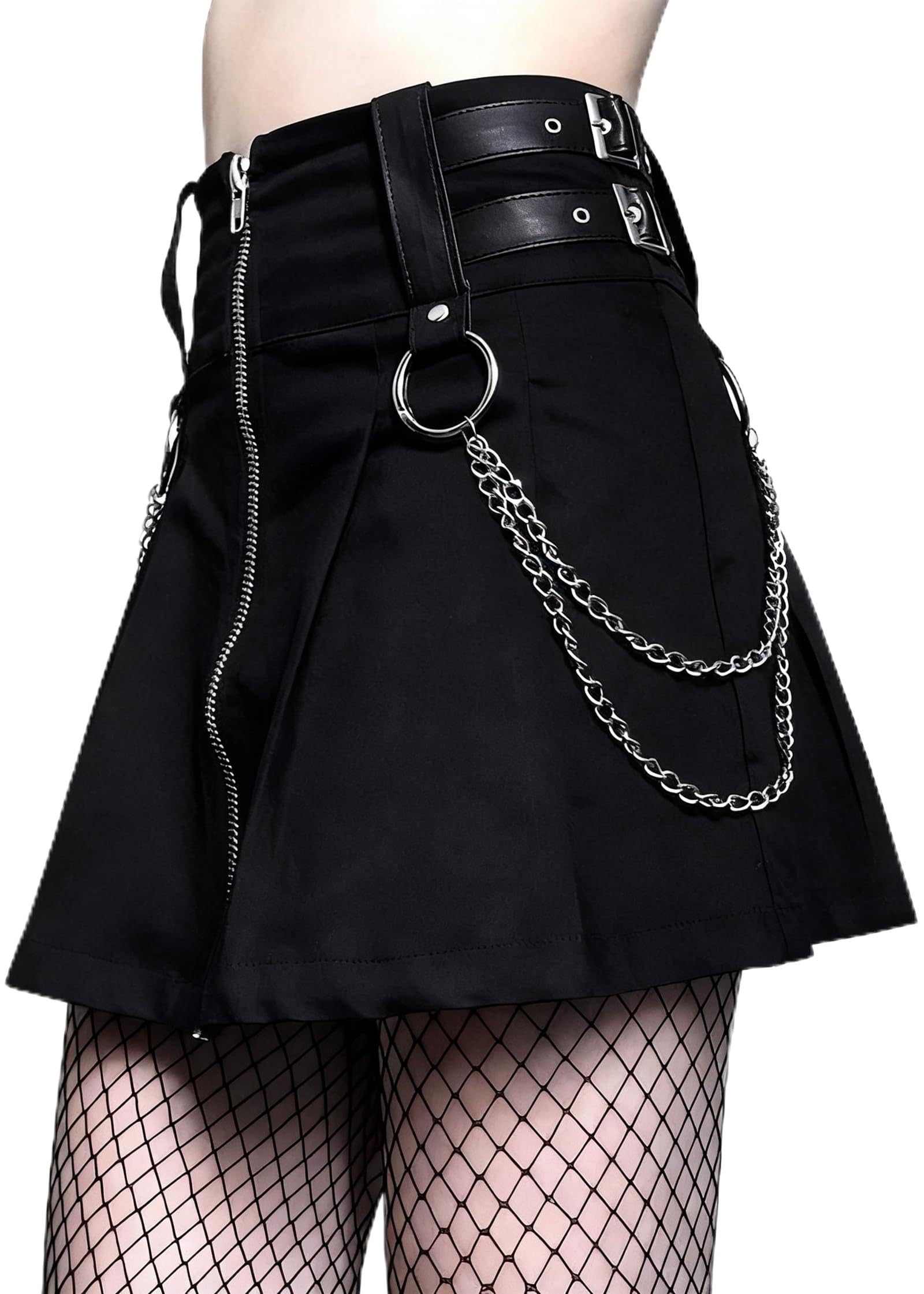 High Waist Women Mini Pleated Skirt Streetwear Gothic Cross Skirts Harajuku