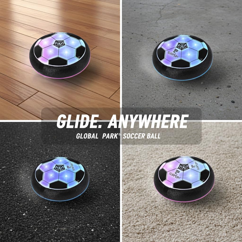 2 Pack Hover Soccer Ball Set - LED Flashing Air Glide Toys | Kids Indoor Outdoor Sports Game