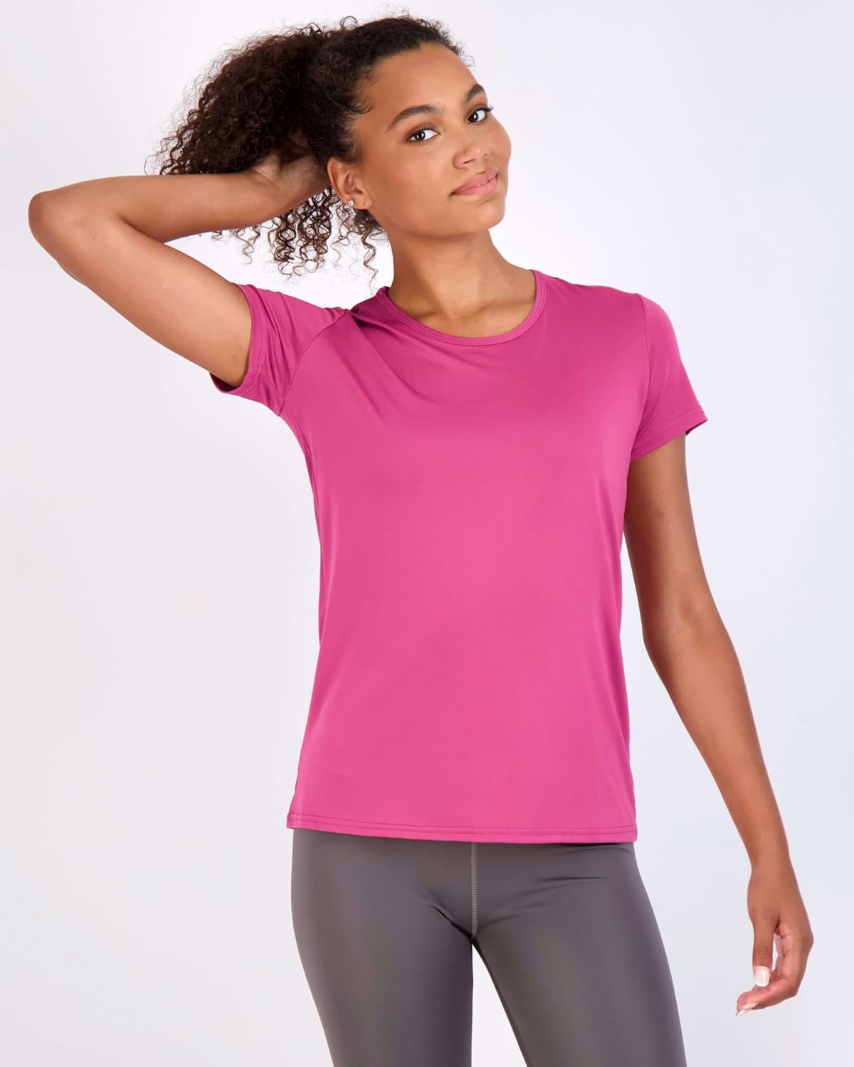 Real Essentials 5 Pack: Women's Short Sleeve T-Shirts Workout Tops Fitness Pilates Gym Activewear Athletic (Plus Available) - Image 6