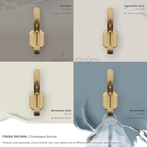 Miniatura 7 de Amerock HBX36693CZ  Gancho decorativo de pared Granlyn de doble punta, gancho de bronce champán para abrigos, sombreros, mochilas, bolsas  Ganchos