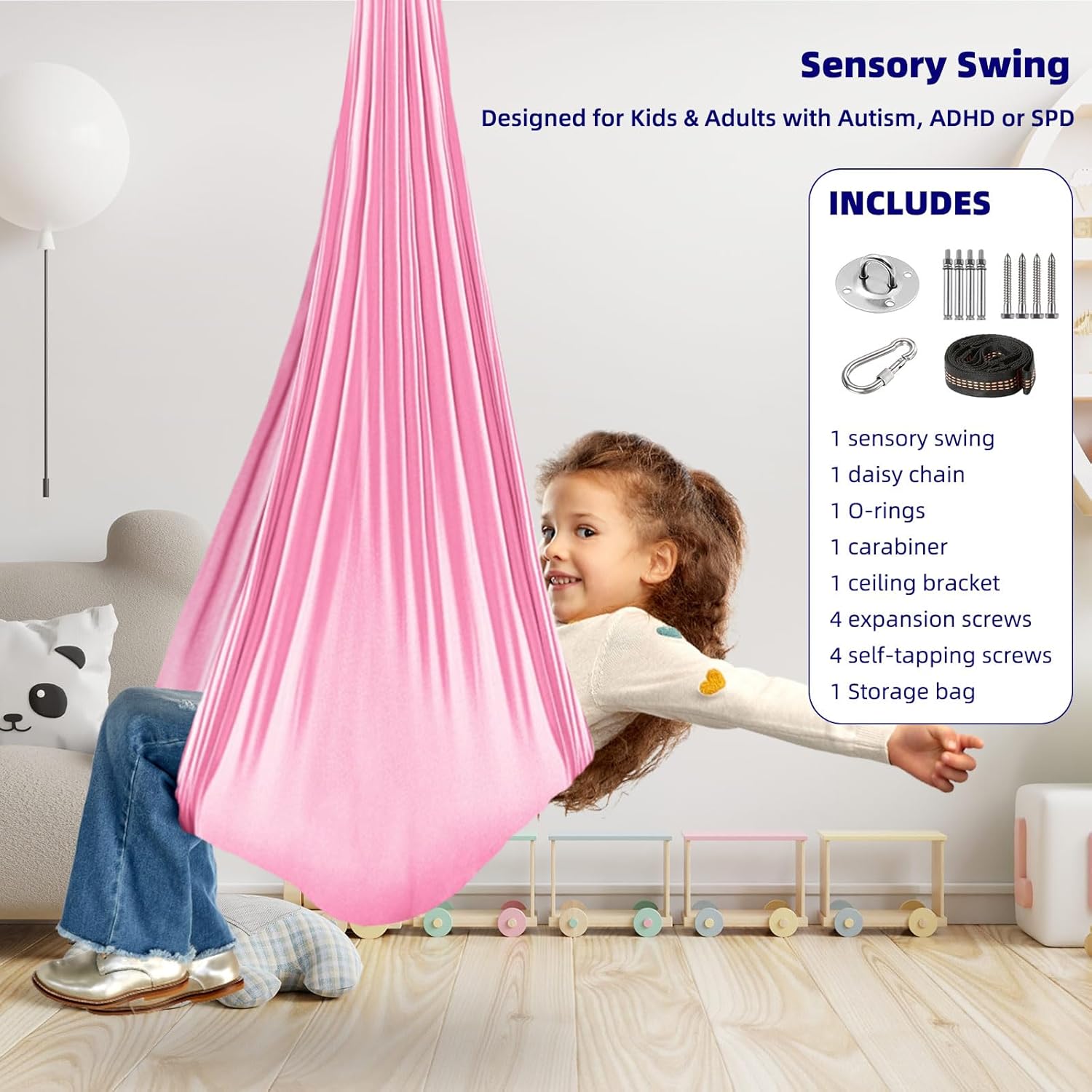 Sensory Swing Chairs for Kids, Indoor & Outdoor Hanging Therapy Cuddle Hammock Swing Seats for Child Teens with Autism, ADHD, Aspergers, Sensory Integration