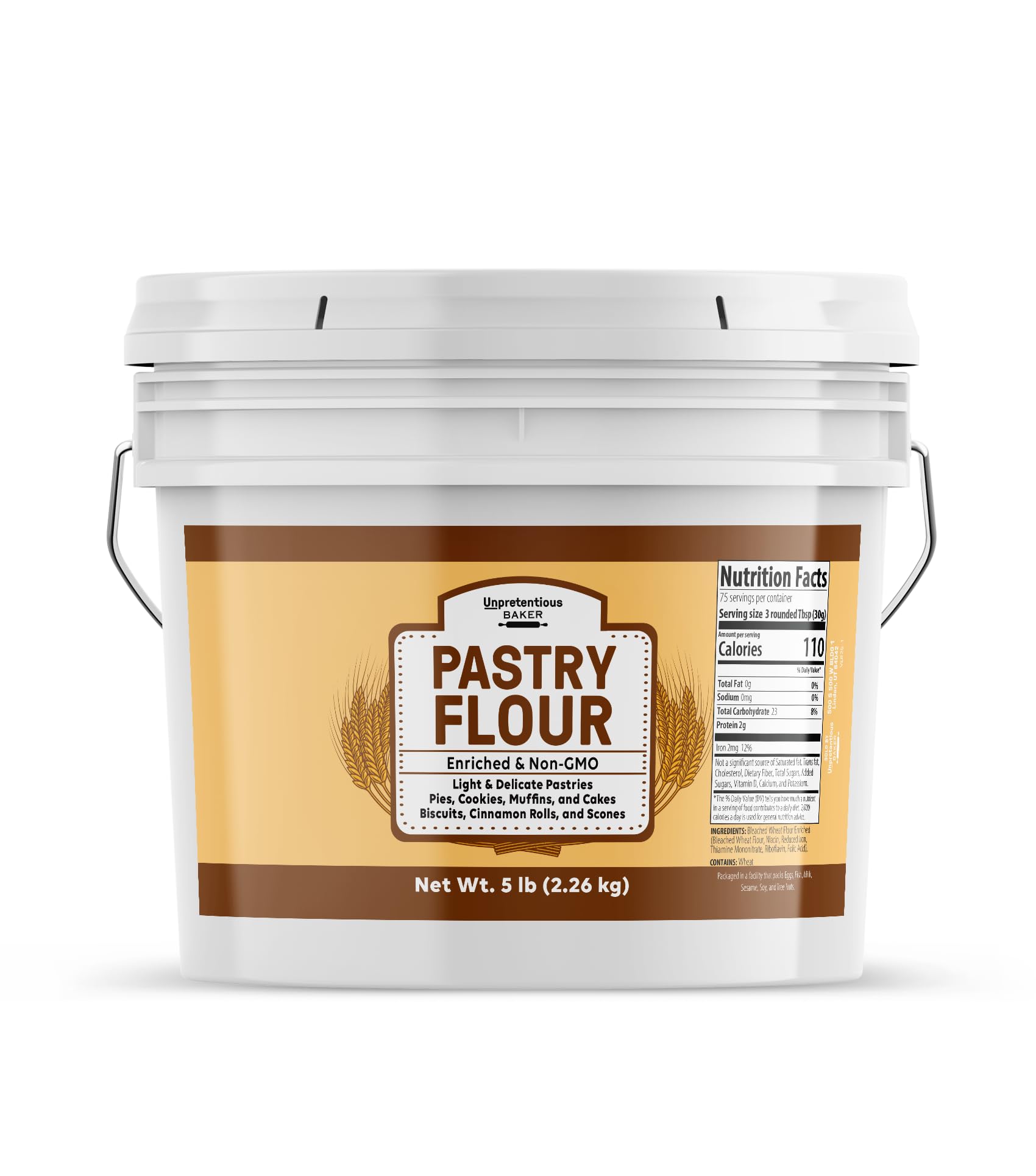 Unpretentious Pastry Flour, Non-GMO, Great For Flaky Pastries, Pies, Muffins, Biscuits (5 Pound)