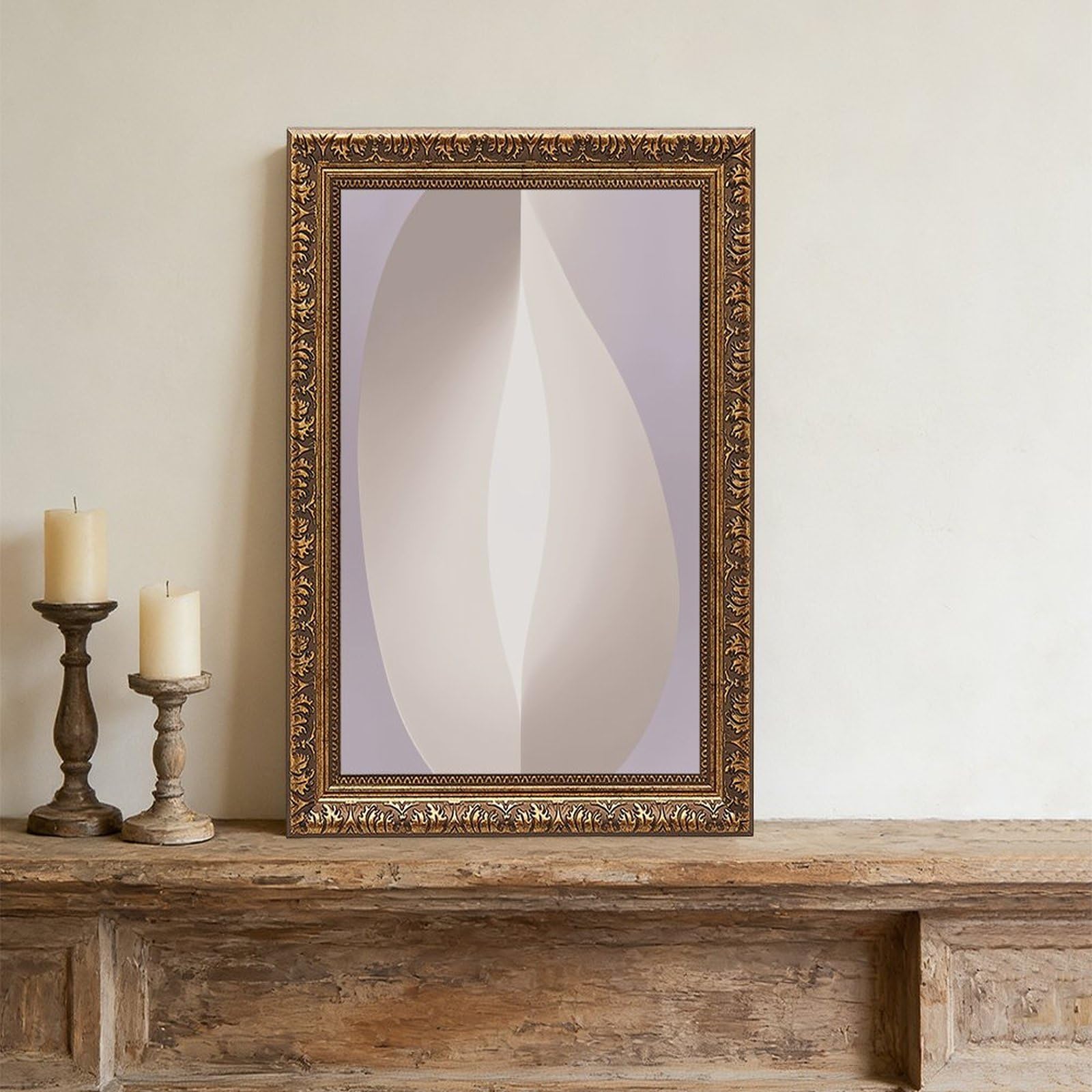 ELKPDOE Weiches, neutrales, geometrisches, abstraktes und minimalistisches Poster, Leinwandposter, Schlafzimmer-Dekor, Sportlandschaft, Büro, Raumdekoration, Geschenk, Retro, goldener Rahmen, 40,6 x