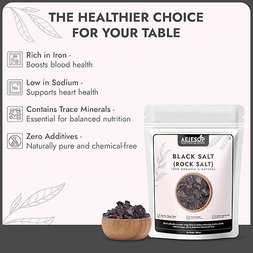 Miniatura 6 de AEJESOP Sal negra, sal de roca del Himalyan, Kala Namak, 7 oz (200 gm)