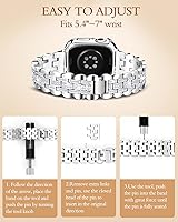 Vista 3 de Correas brillantes compatibles con Apple Watch de 1.57 pulgadas para mujer, correa de repuesto de metal con joyas de diamante, pulsera brillante