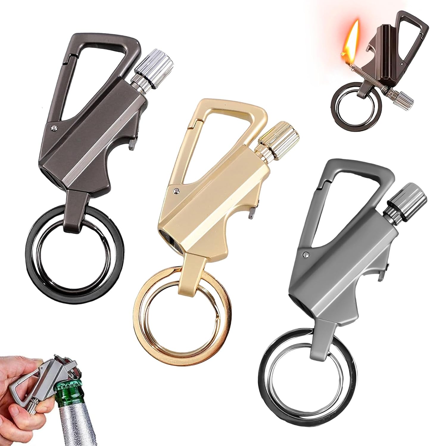 Permanent Match Infinity Lighter with Multitool Keychain Bottle Opener, Reusable Waterproof Match Strike Anywhere, Forever for Outdoor Survival, for Men Women