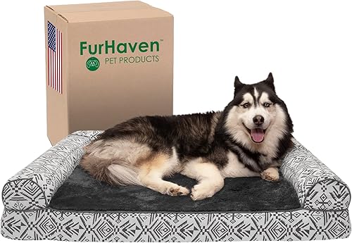 Miniatura 44 de Furhaven Cama para perros de espuma viscoelástica para perros medianos/pequeños con refuerzos extraíbles y funda lavable, para perros de hasta 35