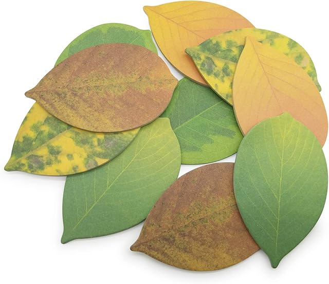Cute Tree Leaf Sticky Notes/Paper Memo Self-Adhesive Notes, 3.93" x 2.45" 10 Pads/Pack, 23 Sheets/Pad (5 Colors)