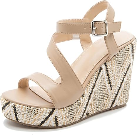 Amazon.co.jp: Women's Strapless Platform Wedge Sandals Ankle Strap Concise Summer  Shoes High Heel Open Toe Slippers Comfort Lightweight Sandals,Apricot,42 :  Clothing, Shoes u0026 Jewelry