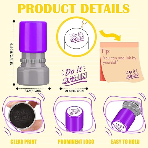 Miniatura 2 de Yinder 24 sellos para profesores para el aula, autoentintados, sellos escolares a granel para profesores, primaria, coloridos, motivacionales,