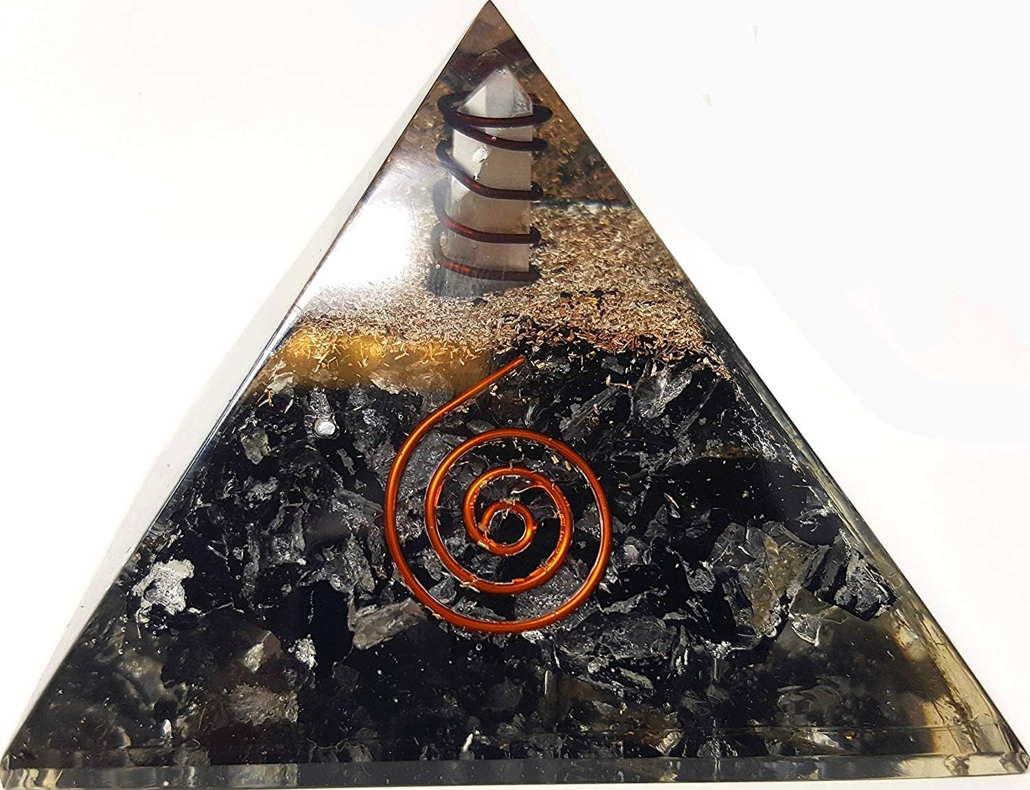 Royal Sapphire Black Tourmaline Crystal Orgone Pyramid Meditation Yoga Energy Generator Reiki Healing Crystals