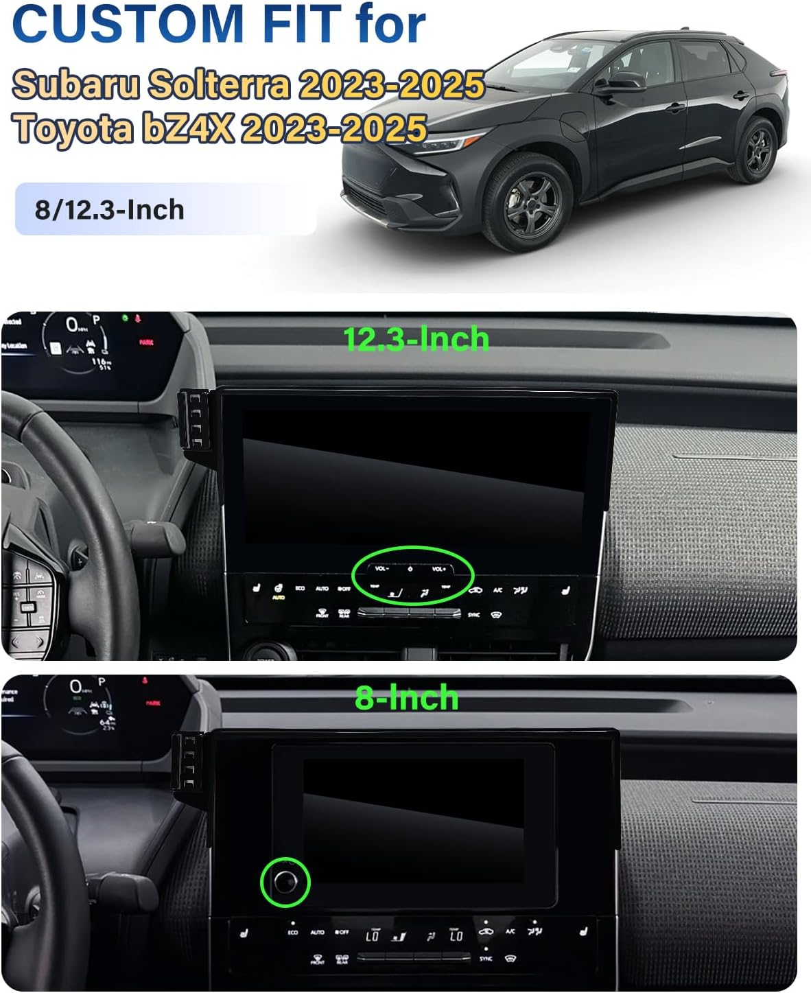 SKYLOTEC Car Phone Holder for Subaru Solterra/Toyota bZ4X 2023 2024 2025 Accessories 8/12.3-Inch Screen Fixed Clip, Automobile Cradles Phone Mount, Cell Phone Base Not Block Air Vent