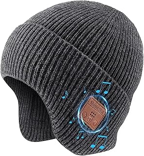 GZLMMY Wireless hat Bluetooth 5.0 Outdoor Winter Warm Music Cap Ear Muffs Headset Handsfree Rechargeable Earphone Men Women Knitted hat Grey