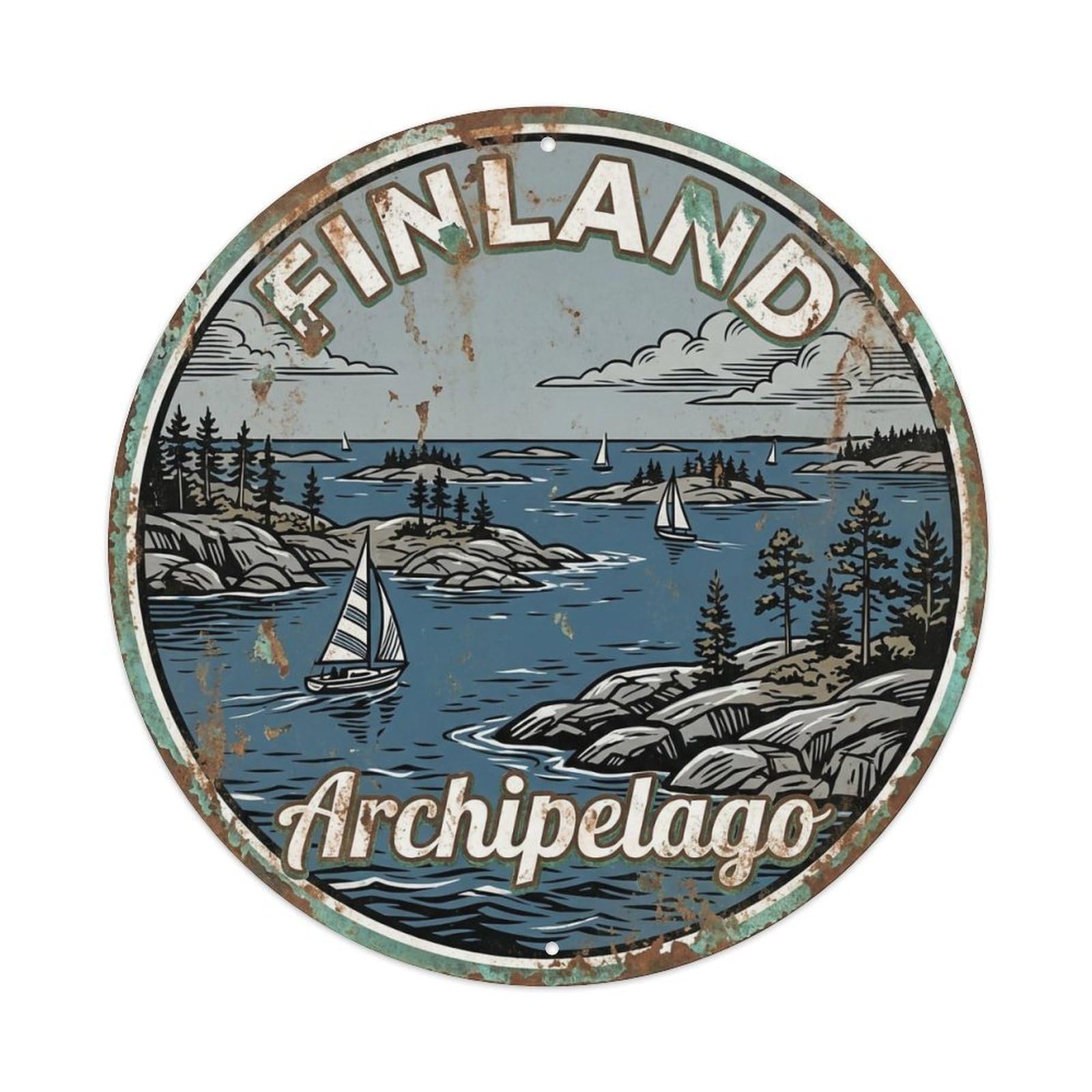 Vintage Travel Finland Scenic Metal Tin Sign