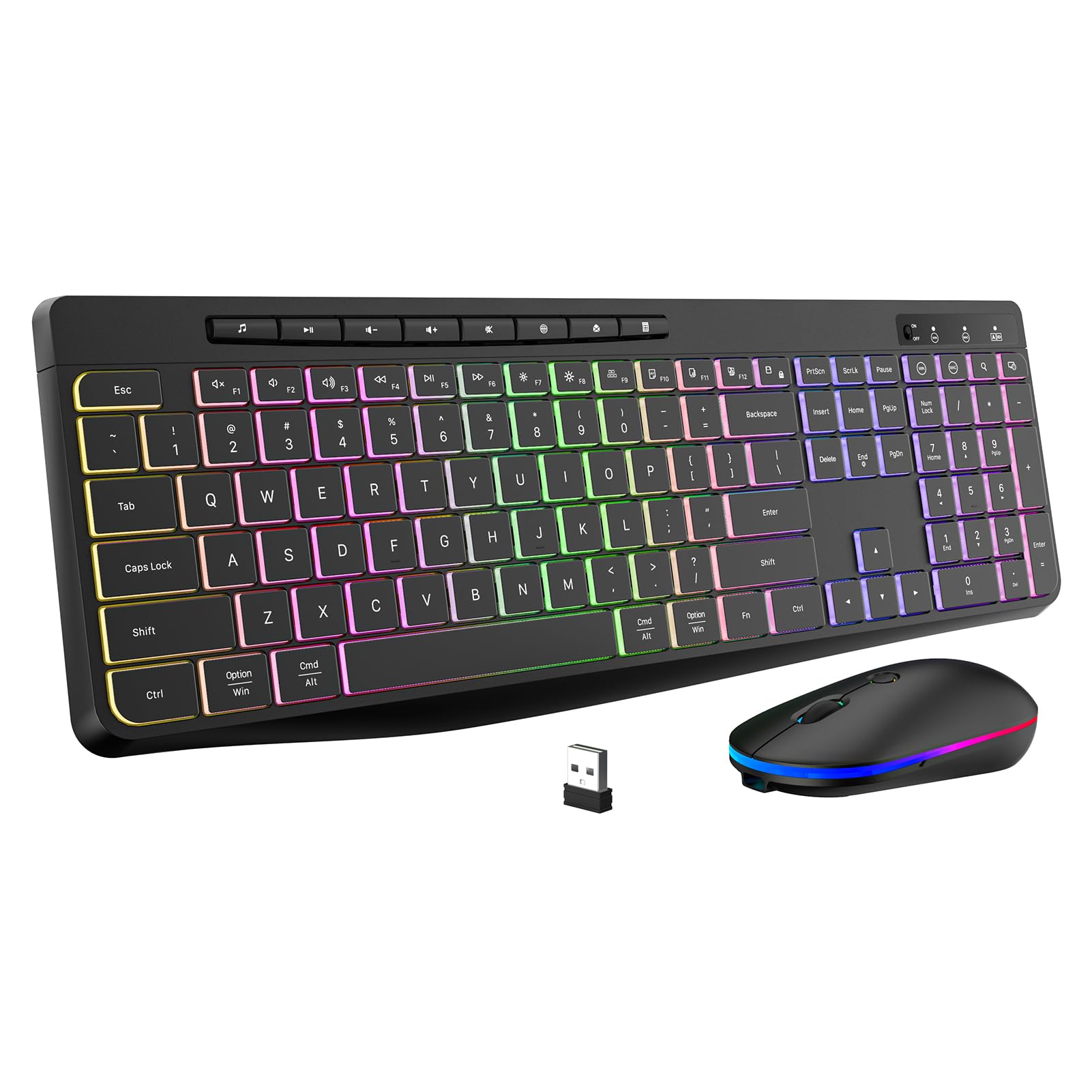 Photo 1 of Wireless Keyboard and Mouse Combo with Backlit,2.4G Full Size Keyboard with Light Up Letters,Rechargeable and Slim,3-DPI Ergonomic Mouse for Windows/MAC PC,Laptop,Chromebook,Surface,MacBook