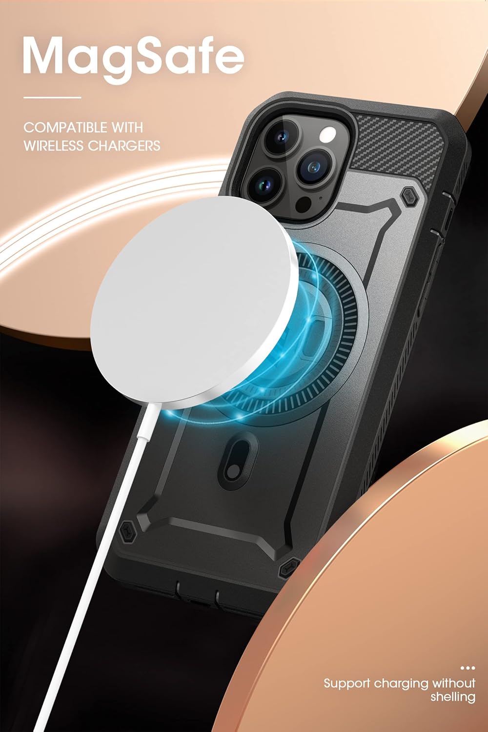 SUPCASE for iPhone 14 Pro Max Case with Stand (Unicorn Beetle Pro Mag), [Compatible with MagSafe] [Built-in Screen Protector & Belt-Clip] Magnetic Protective Phone Case for iPhone 14 Pro Max, Black