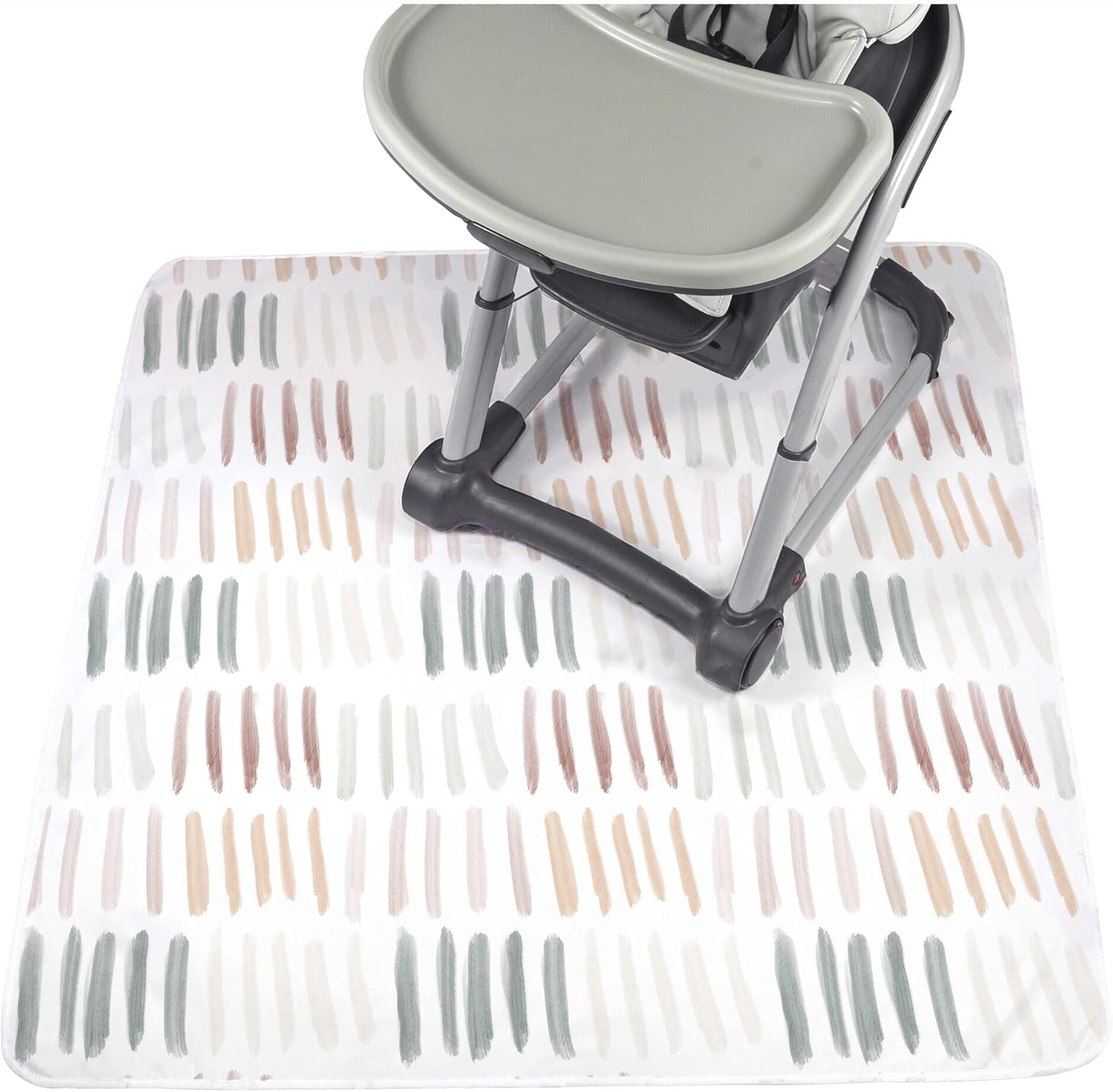 JumpOff Jo - Large Baby Splat Mat for Under High Chair, Booster Seat, Tabletop, Food Catcher - Protect Floor and Carpet from Spills & Crafts - Waterproof and Washable (Dashes)