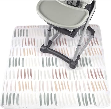 JumpOff Jo - Large Baby Splat Mat for Under High Chair, Booster Seat, Tabletop, Food Catcher - Protect Floor and Carpet from Spills & Crafts - Waterproof and Washable Dashes