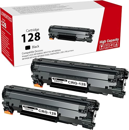 Miniatura 1 de Cartucho de tóner negro 128, paquete de 2 cartuchos de tóner CRG128 de repuesto para impresora Canon 128 Toner ImageClass MF4450 MF4700 MF4800 D500