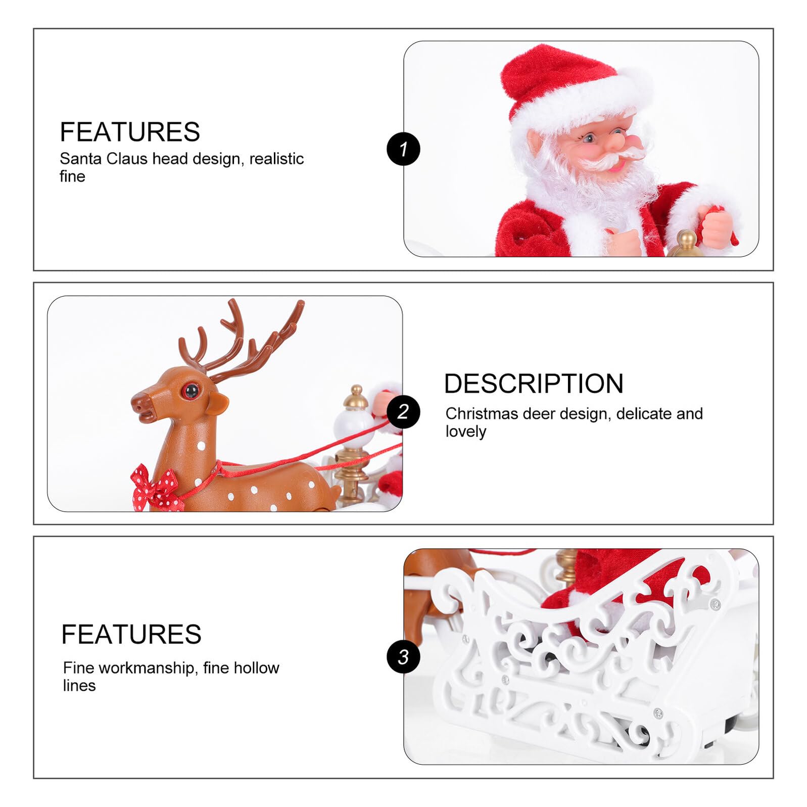 Decorazione Natalizia Babbo Natale Renna Elettrico Statuetta da Tavolo per Feste di Natale Ornamento Creativo Resistente per