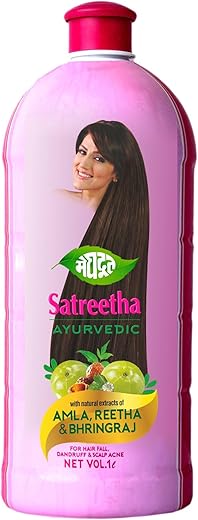 Meghdoot Ayurvedic Satreetha Shampoo with extracts of Amla, Reetha and Bhringraj for Hair-fall Control |Dandruff Control|Scalp Acne 1Litre Bottle – Value Pack