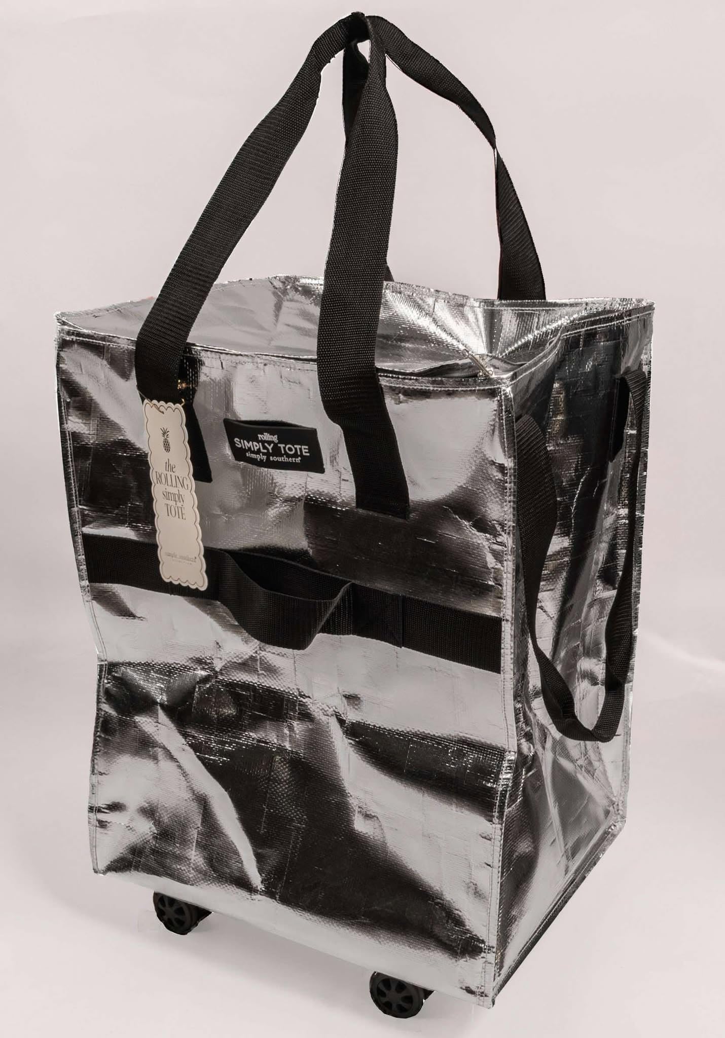 Amazon.com: Metallic Rolling Shopping Tote with Handles Perfect