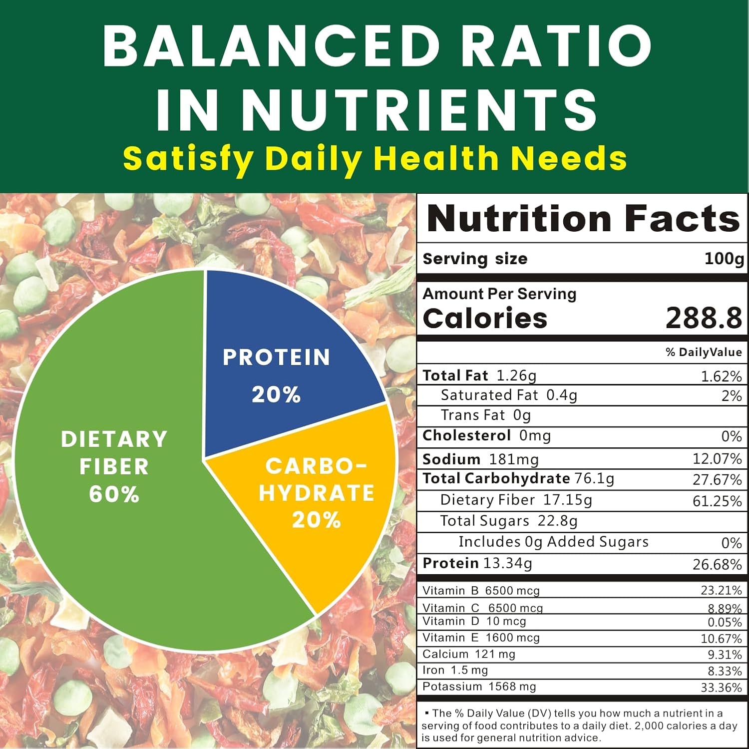 Yimi Dried Ramen Toppings, Dehydrated Vegetables, 17.6oz, NO ONION/LEEK/SHALLOTS, Mixed Flakes for Noodles or Vegetable Soup - Gluten Free, Natural, No Additives, Resealable Bulk Bag(1.1 Pounds)