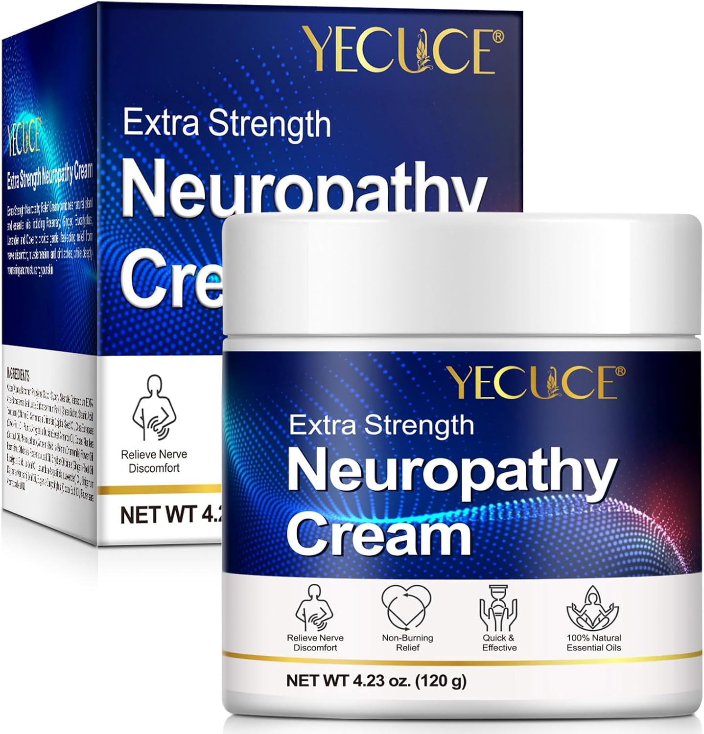 Neuropathy Cream Extra Strength to Stop Pain, Nerve Pain Relief Cream for Feet, Legs, Hands, Back with Arnica Lavender B6, Natural Calm Soothing Pain Relief Massage Gel for Muscle & Joint