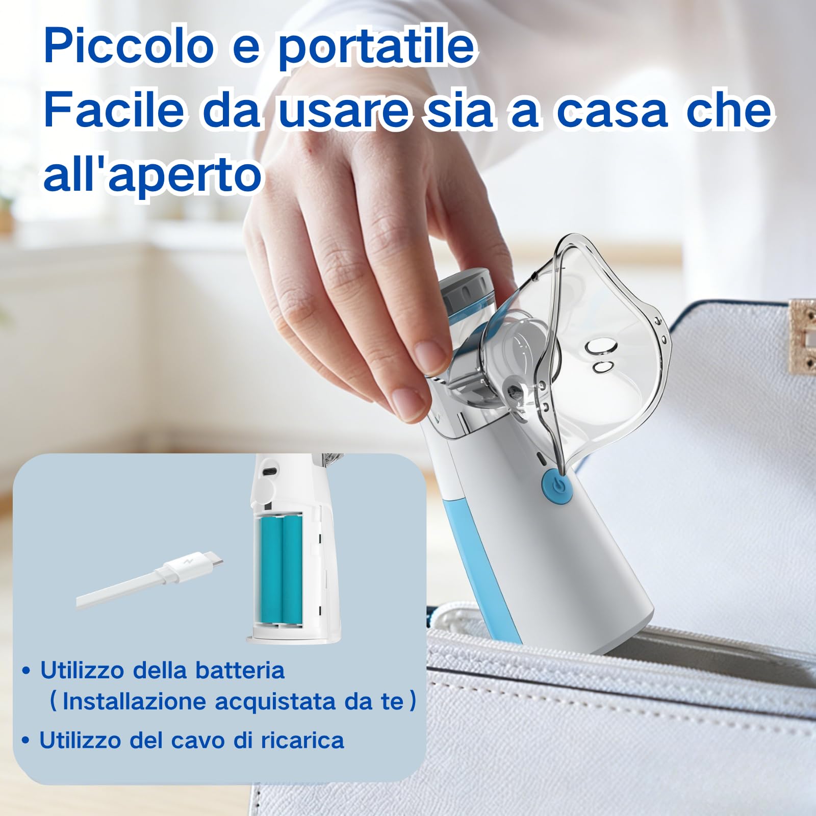 Aerosol Portatile Silenzioso, Macchina Aerosol Bambini e Adulti, Aerosol Silenzioso Ricaricabili o Installati a Batteria, Compatto Aerosol Nebulizzatore Adatto Per Viaggiare Fuori