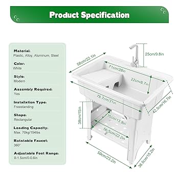 ウォッシュボード YUNLAIGOTOP Freestanding Plastic Laundry Sink with Washboard