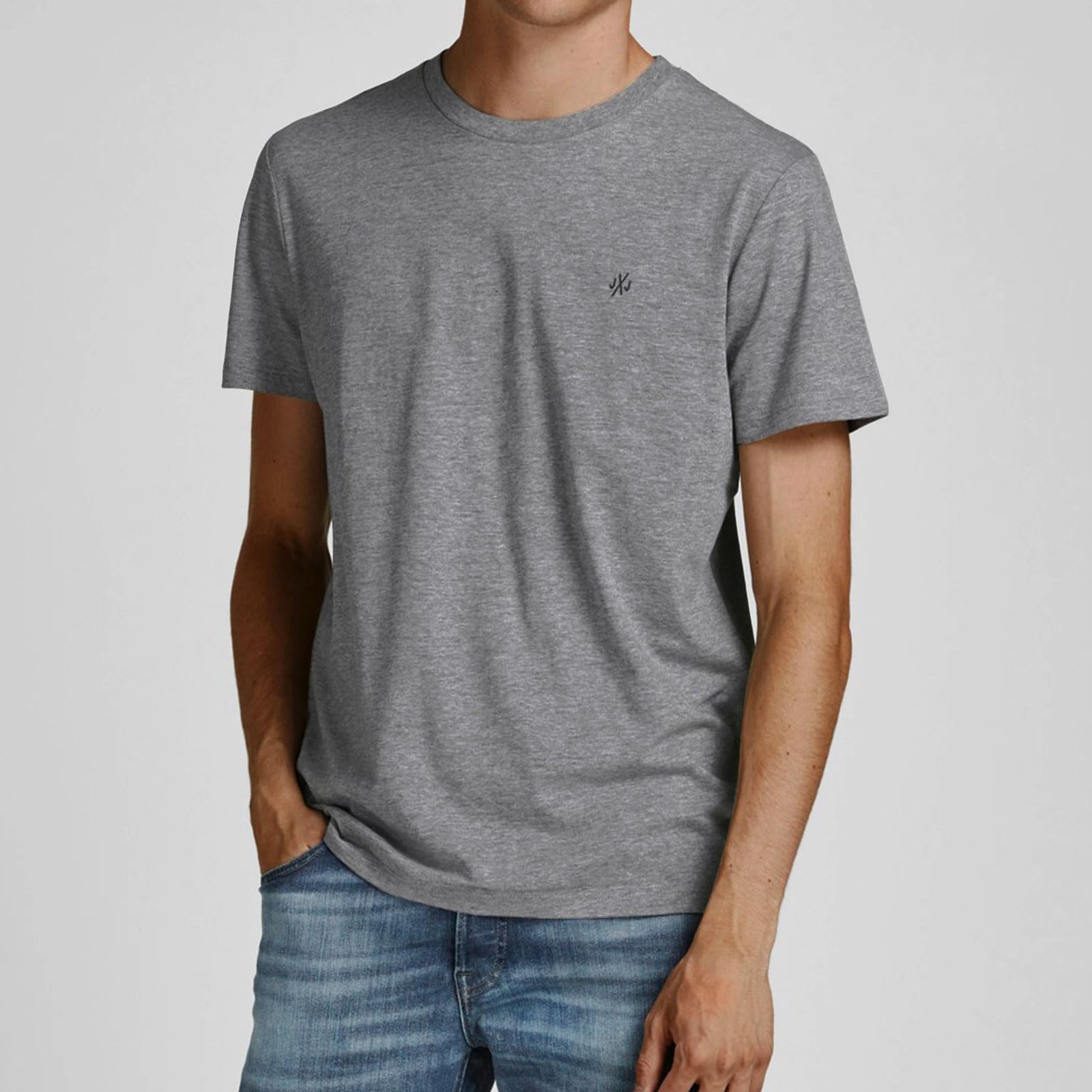 JACK & JONES Maglietta con logo a girocollo, Bianco/Grigio/Nero/Verde Cf, m