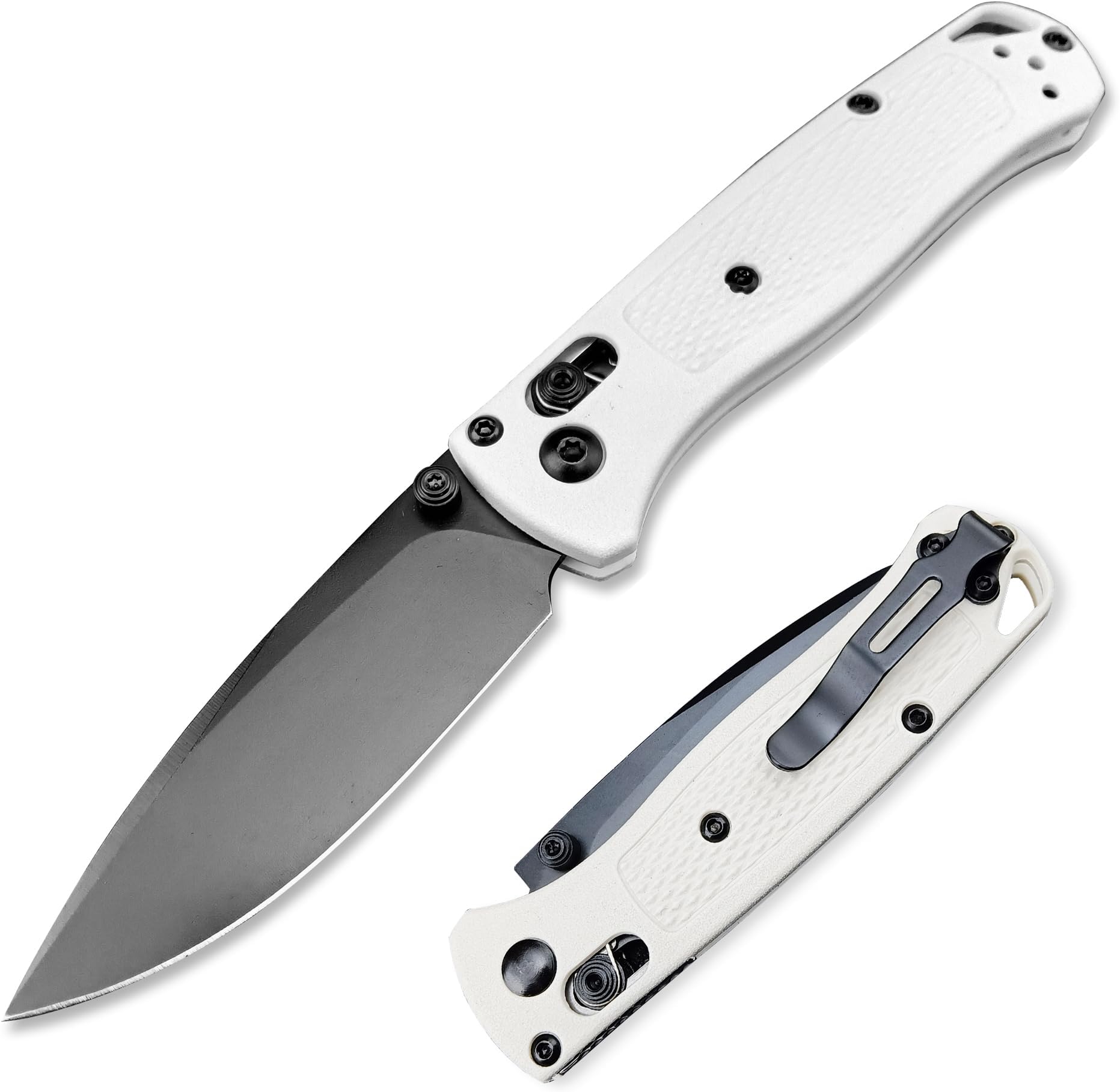 - HUAAO Pocket Knife, EDC Mini Folding Pocket Knives, Plain Edge, Thumb Stud Manual Open, Nylon Grivory Handle with Belt Clip (black blade)