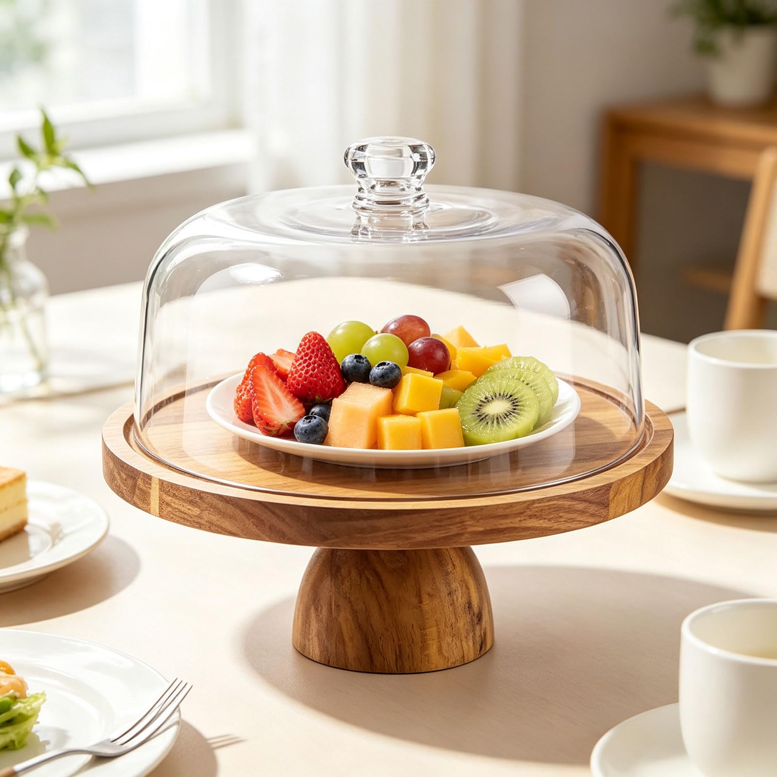 Generisch Home Dessert Serviertablett aus Holz für Kuchen, XZB