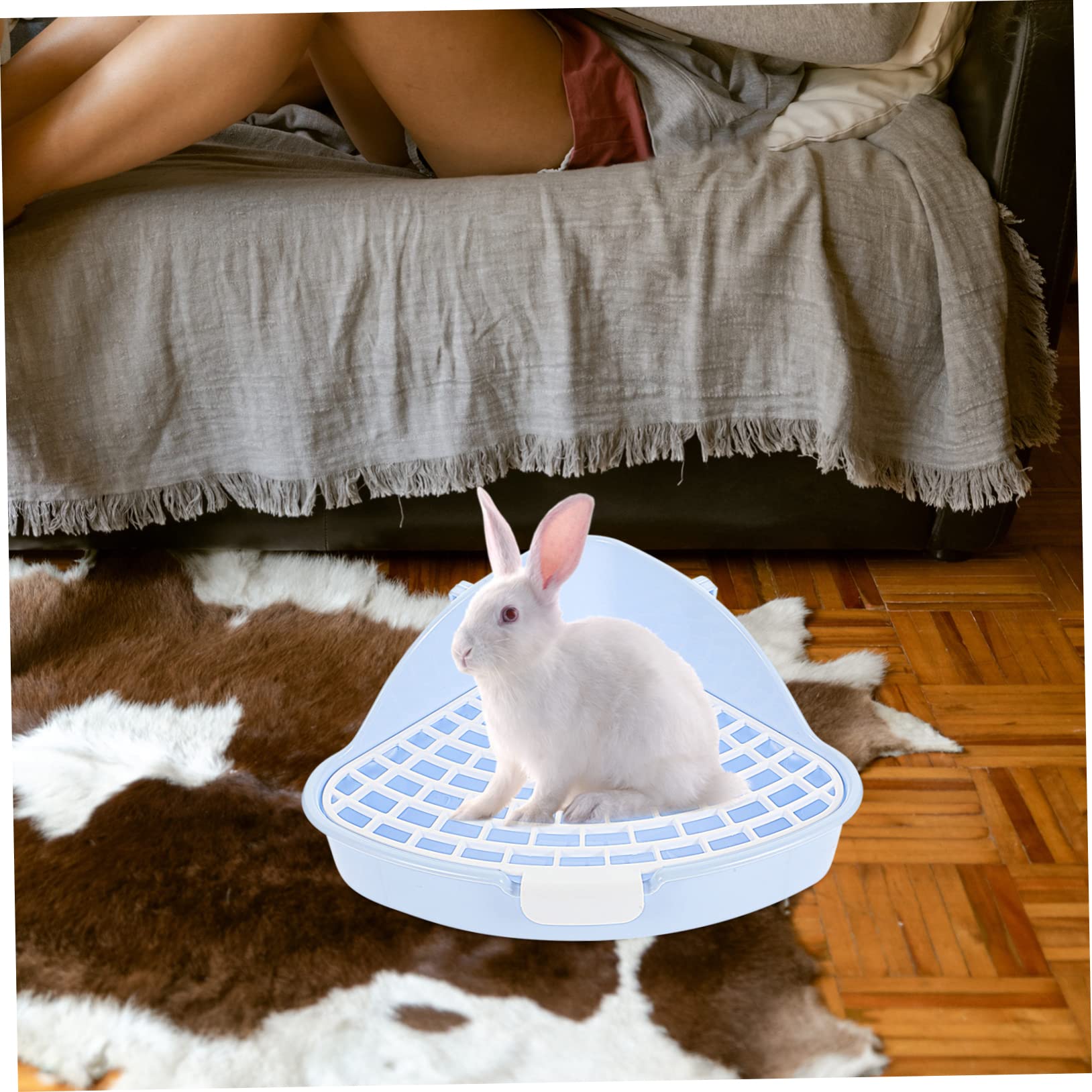 VANZACK 3pezzi Toilette per Piccoli Animali Plastica Vassoio per Lettiera per Conigli e Cavia Design Compatto e Facile da Installare Adatto per Gabbie e Spazi Ridotti