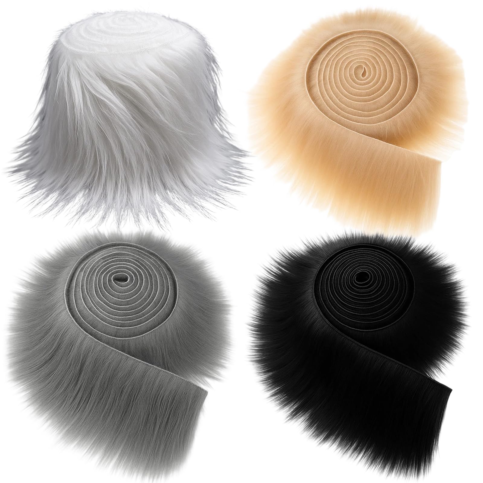 Kunstfell Bastelset 4 Stück - 5x150cm DIY Fellstoff Für Dekoration & Kostüme