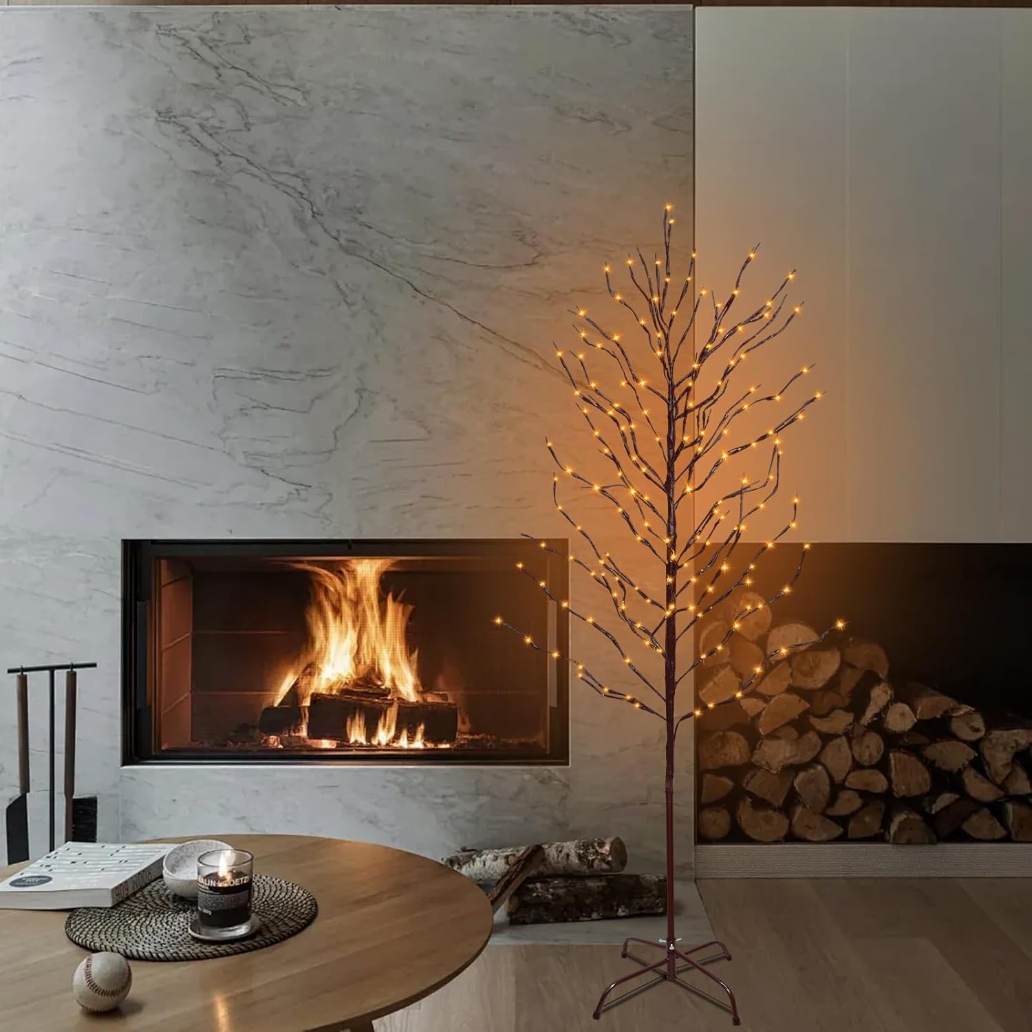 6Ft 264 Lights LED Star Light Tree, Light Up Twig Tree for Home Festival, Lighted Birch Trees with 8 Twinkle Modes, Timer for Party Christmas, Halloween, Indoor and Outdoor Decor