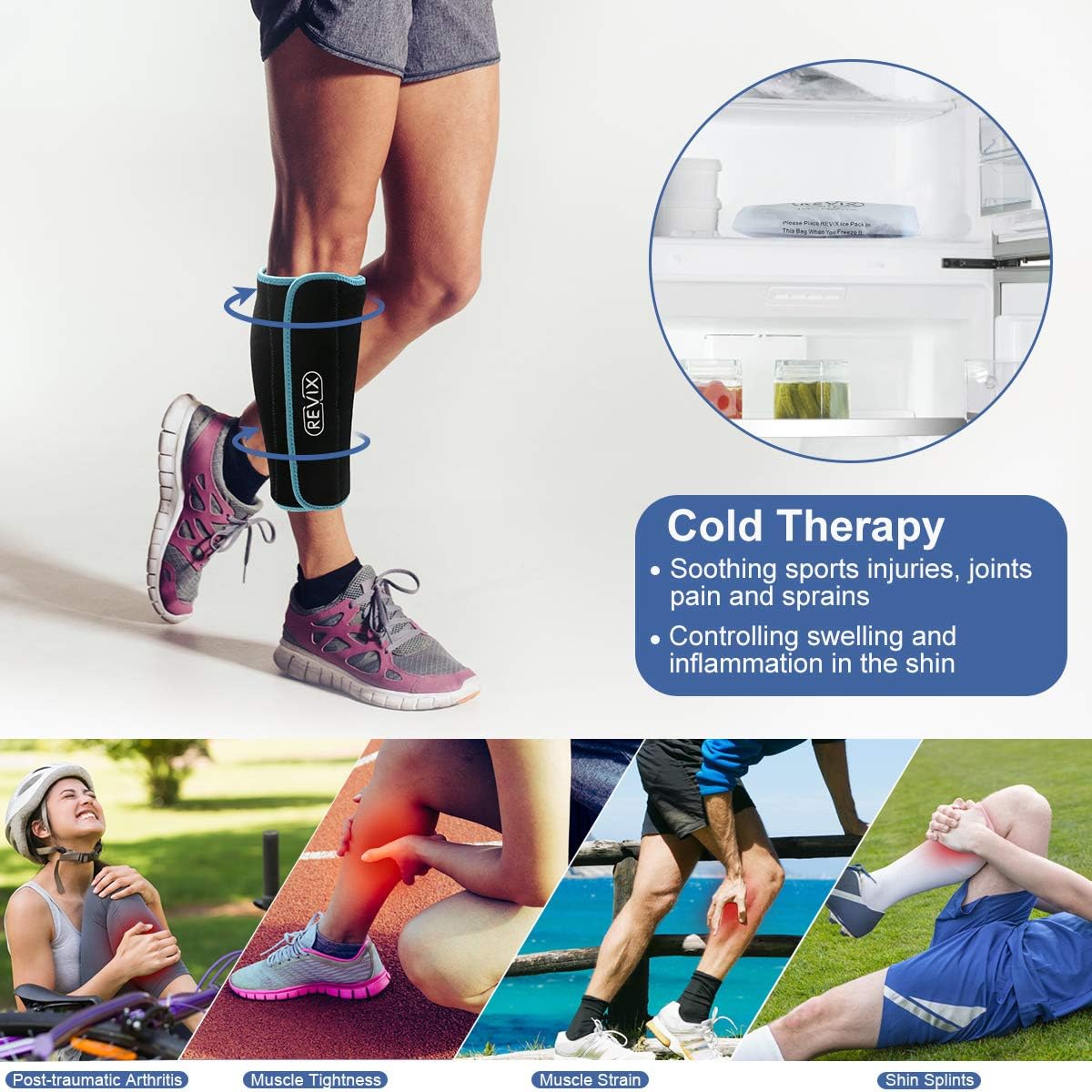 Buy REVIX Calf and Shin Gel Ice Packs for Injuries Reusable Leg Cold