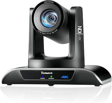 Tenveo 4K NDI PTZ Camera, 20X Optical + 8X Digital Zoom, AI Tracking & Gesture Control, PoE HDMI USB3.0 LAN Live Streaming Camera for Church Worship Video Conference Broadcast Events