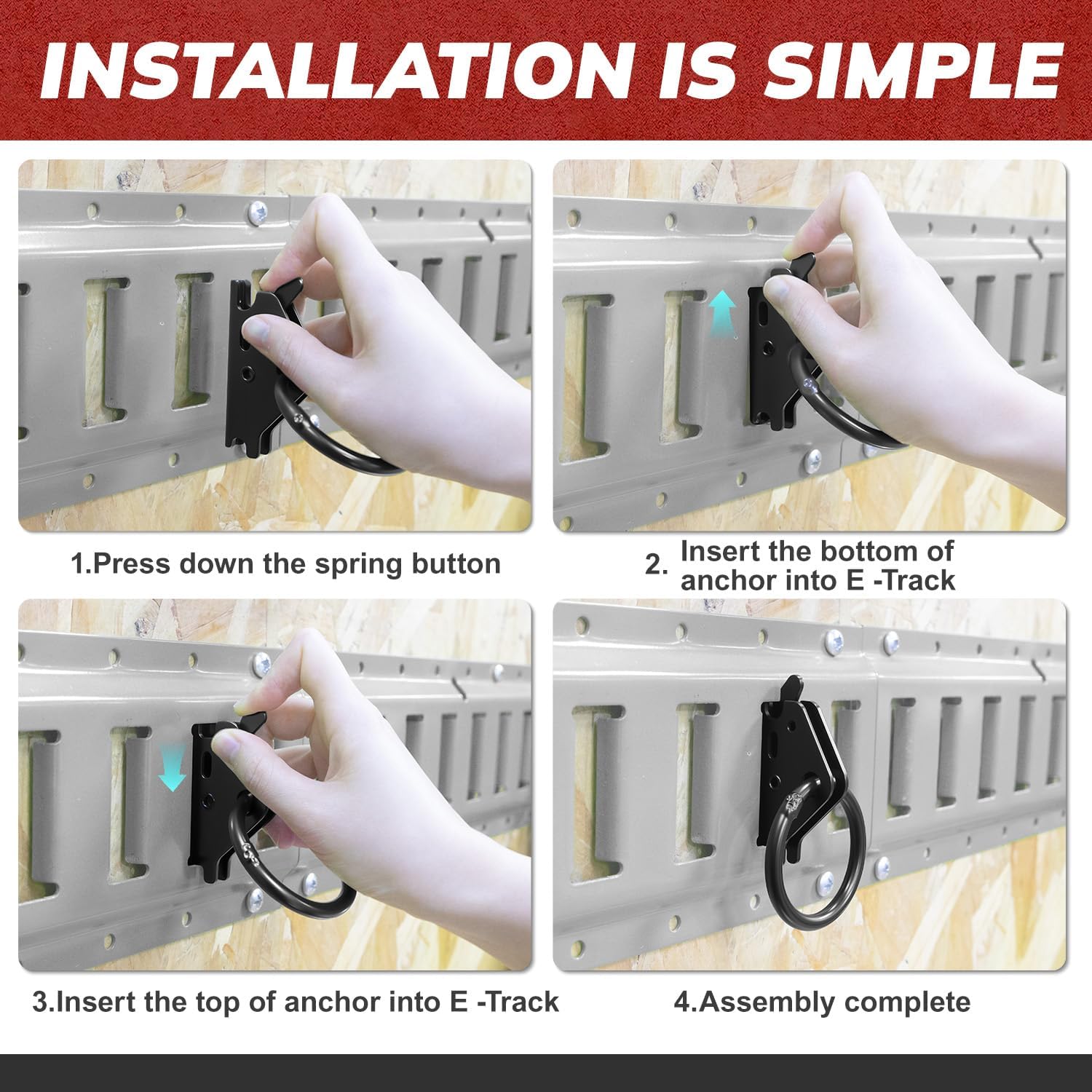 10-Pack E-Track O-Rings, Heavy-Duty Alloy Steel with E-Coating, Corrosion & Rust Resistant, Compatible with E Track Tie-Down Rails