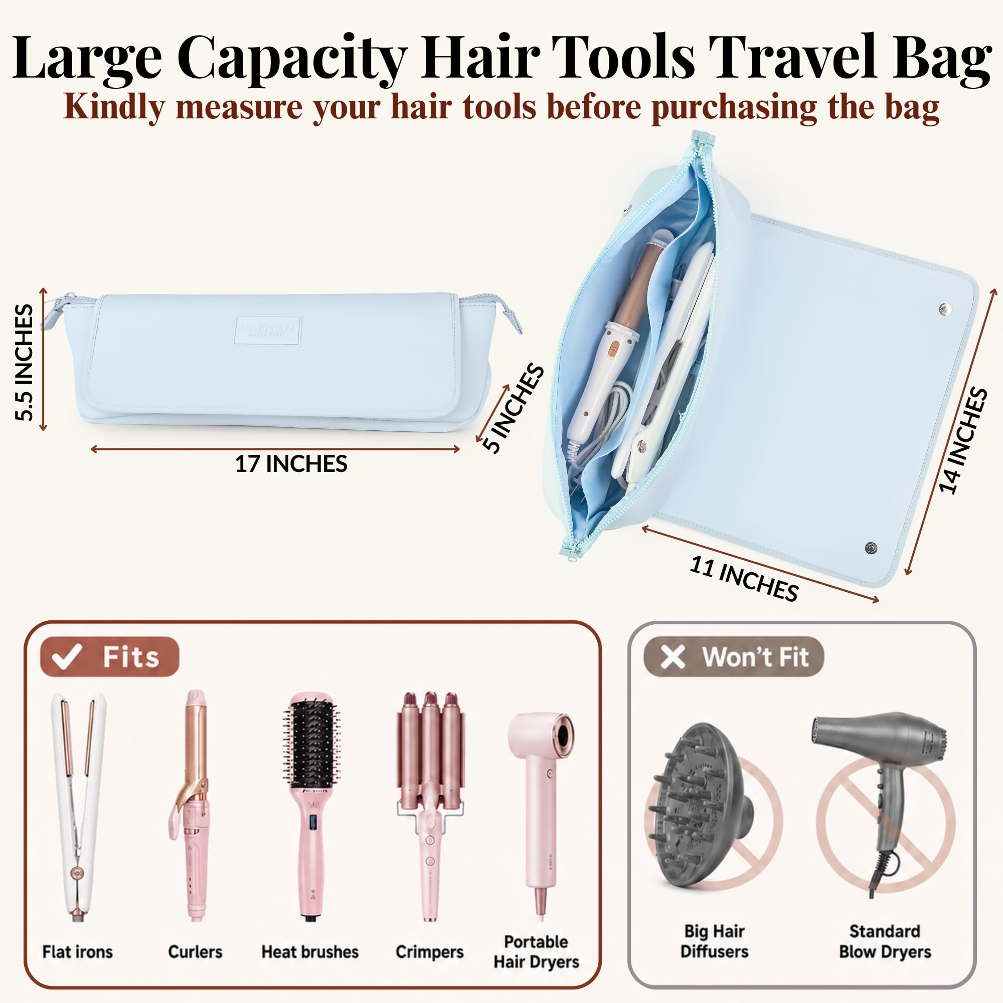 BAREFOOT CARIBOU Hair Tools Travel Bag and Heat-Resistant Mat