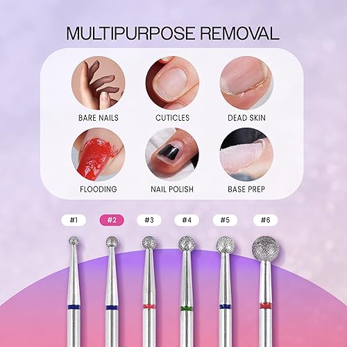 Miniatura 7 de PANA Broca de bola de carburo de diamante de 332 pulgadas, estilo 02, grano medio, brocas profesionales para uñas de gel acrílico, manicura seca,