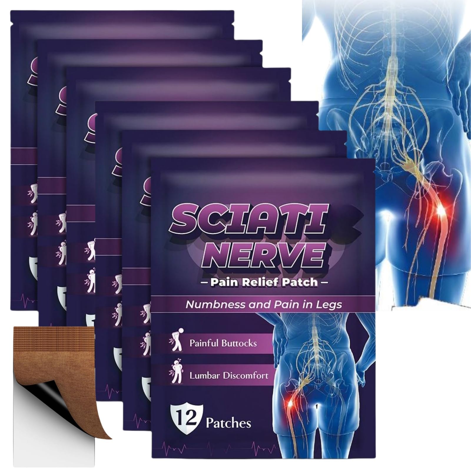 72 PCS Sci/atica Pain Relief Patch,Sci/atica Relief Patches,Sci/atica Pain Relief Products,Nerve Relief Products,Sheets Sci/atica Patch,Her/bal Patches for Sciatic Nerve,Sheets Pain Reducing Patch