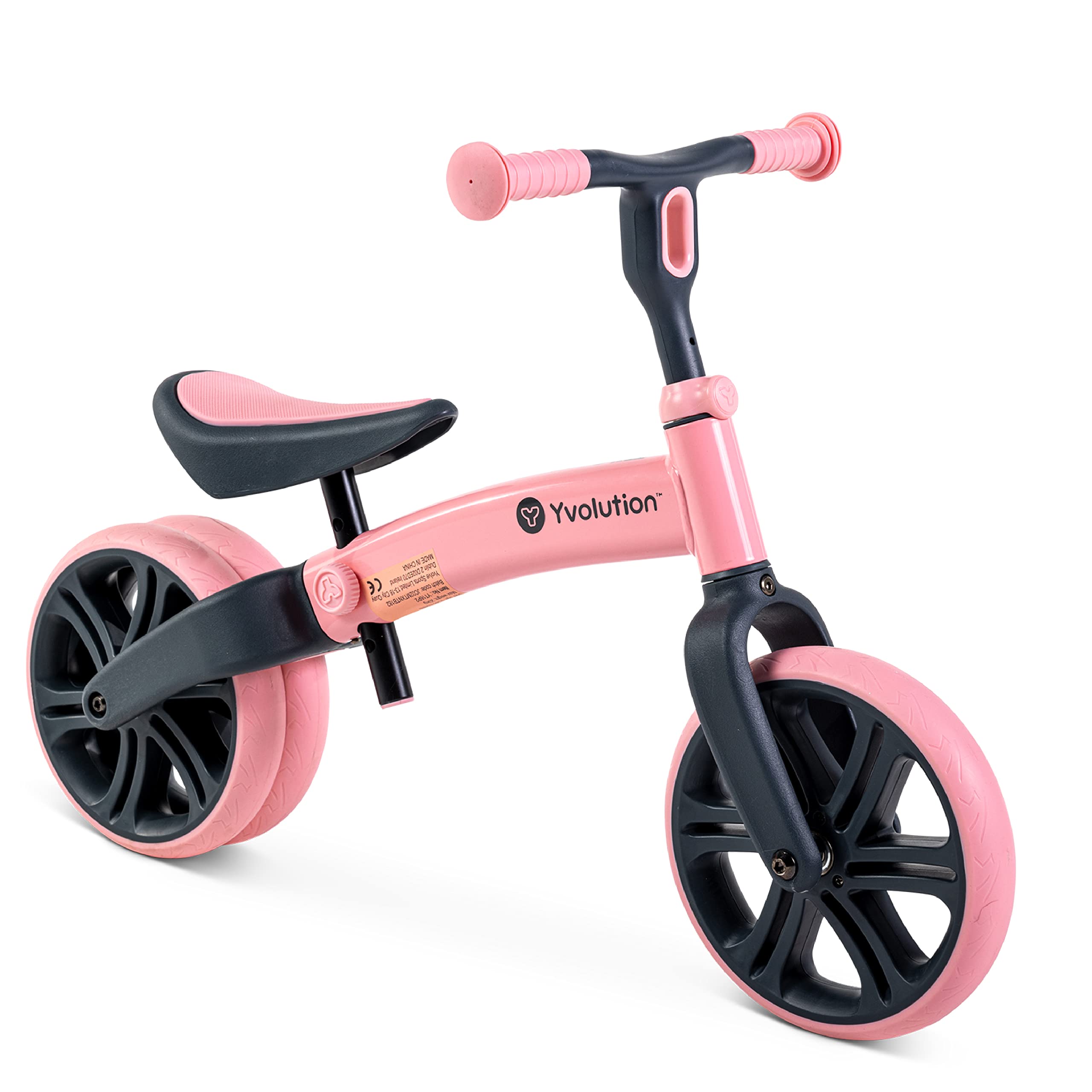 Yvolution Y Velo Junior Toddler Balance Bike | 9 Inch Wheel No-Pedal Training Bike for Kids, Early Learning Bicycle with 3 Adjustable Wheels, Outdoor Gift for Age 18 Months 2 3 4 5 Year Old Boy Girl