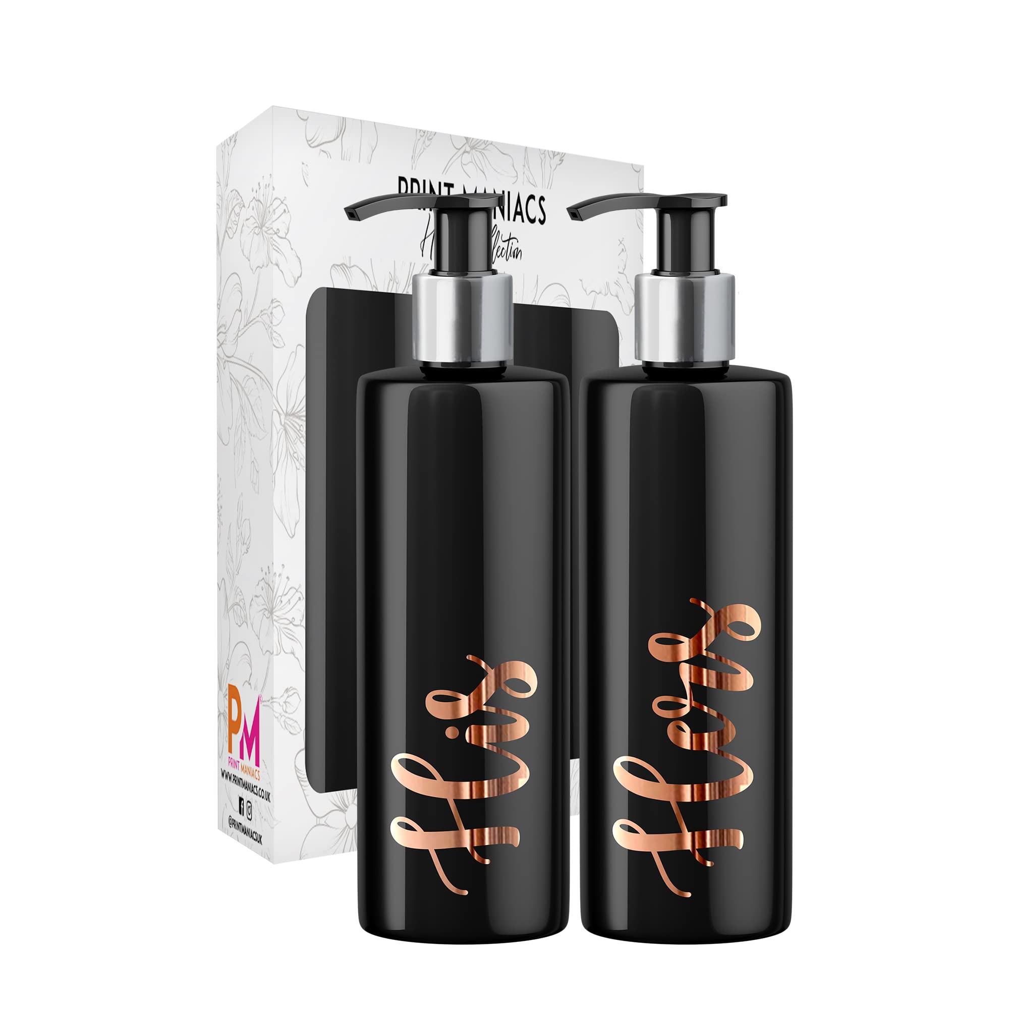 Print Maniacs Mrs Hinch Inspired Black Personalised Dispenser Silver Pump Bottles His hers (Copper) — image 1